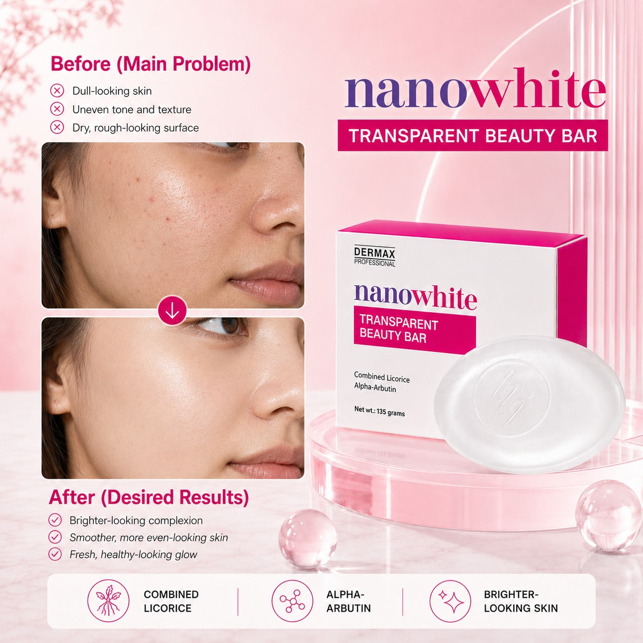 NanoWhite Transparent Beauty Bar 135g