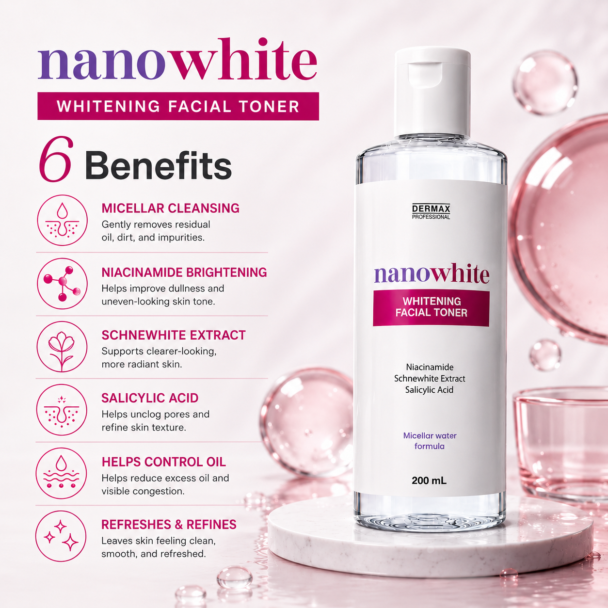 NanoWhite Whitening Facial Toner 200 mL