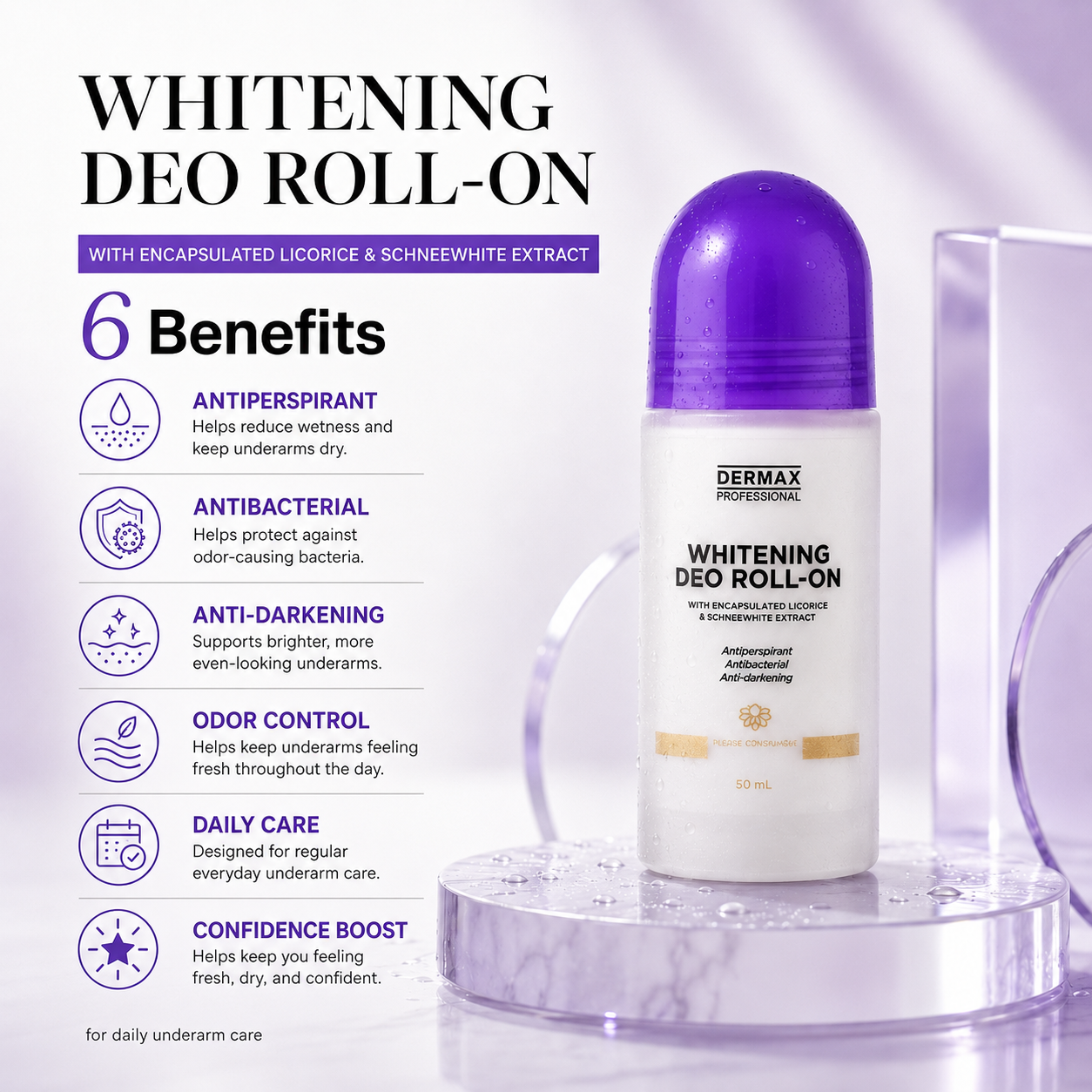 Whitening Deo Roll-on with Encapsulated Licorice and Schnewhite Extract 50mL