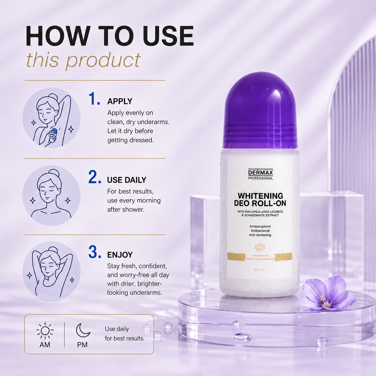 Whitening Deo Roll-on with Encapsulated Licorice and Schnewhite Extract 50mL