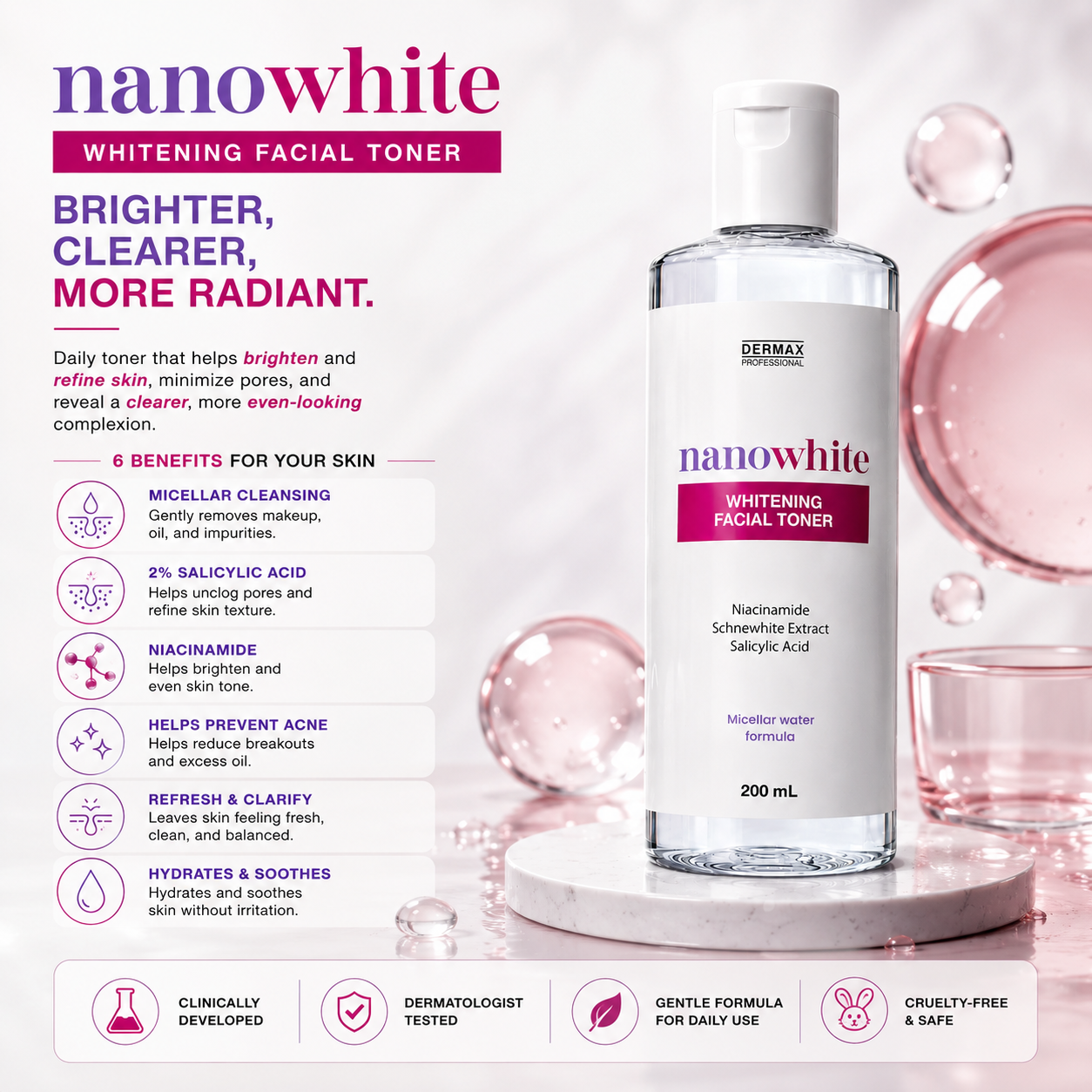 NanoWhite Whitening Facial Toner 200 mL