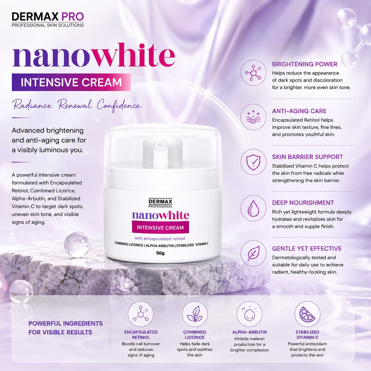 NanoWhite intensive Cream with Encapsulated Retinol 50g