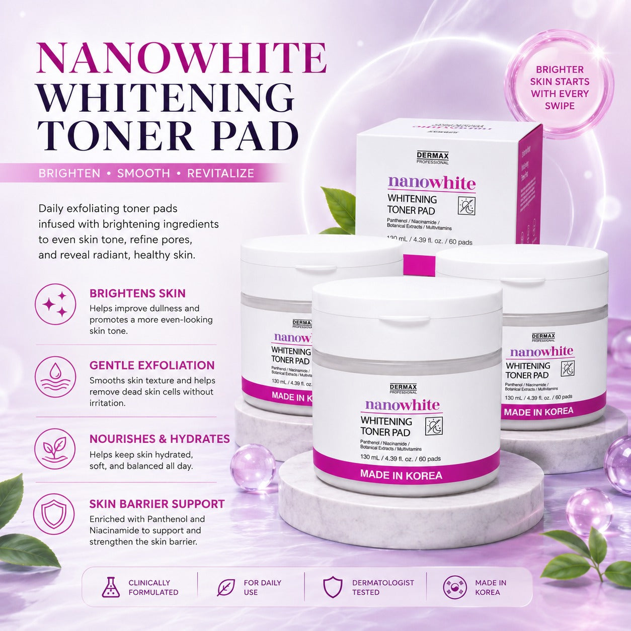 NanoWhite Whitening Toner Pad 60 pads