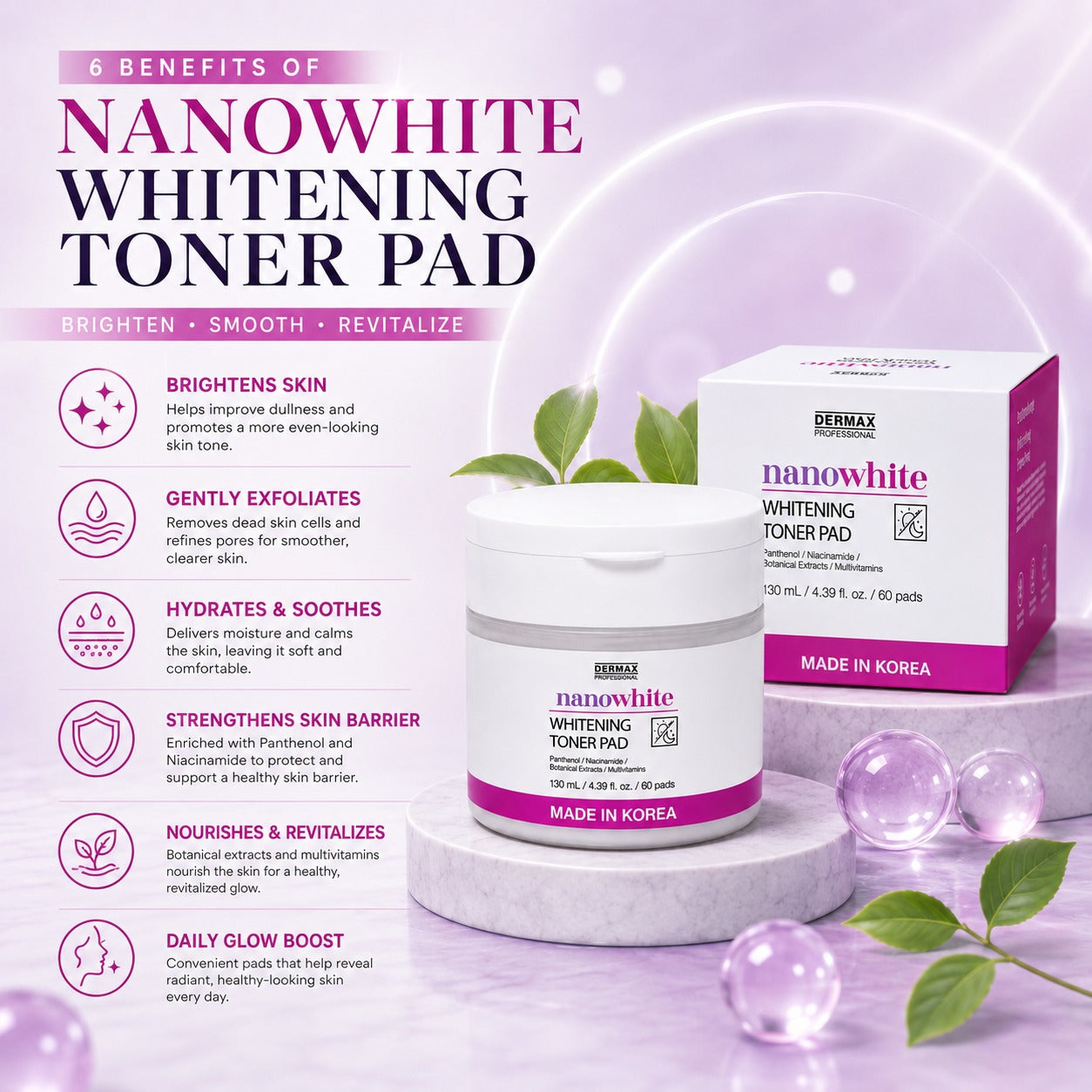 NanoWhite Whitening Toner Pad 60 pads