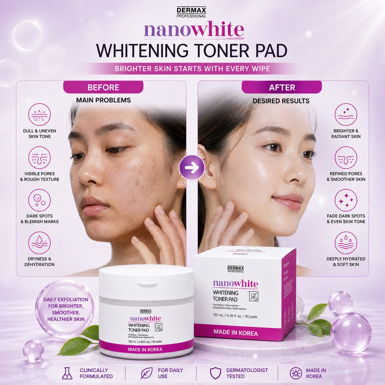 NanoWhite Whitening Toner Pad 60 pads