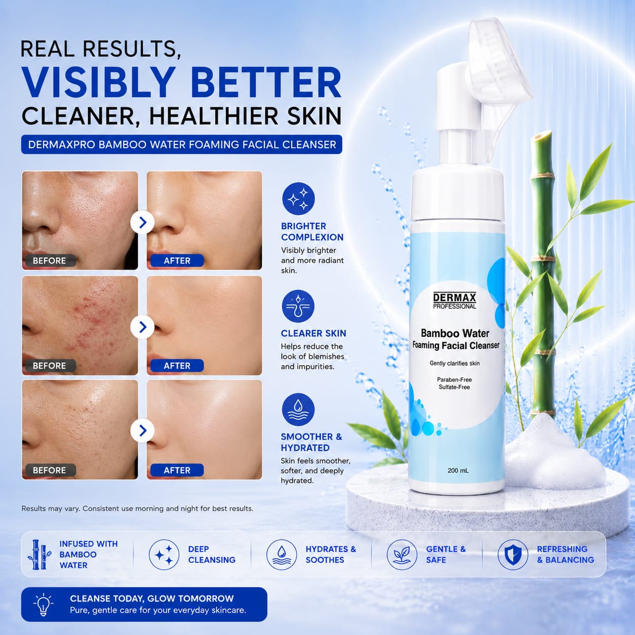 Bamboo Water Foaming Facial Cleanser 200mL